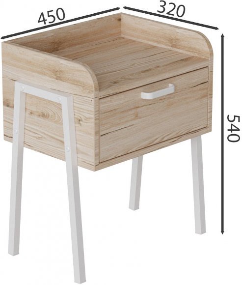 Тумба модульна Ferrum-decor Бетті 540x450x320 метал Білий ДСП Дуб Сан-Марино 16 мм (FRD-102991)