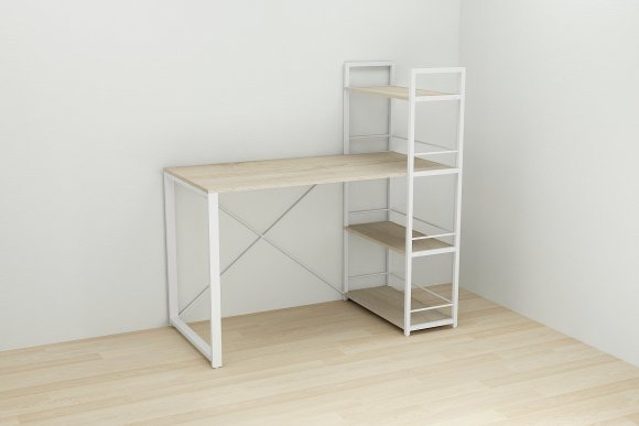 Письмовий стіл Ferrum-decor Серії Конект з етажеркою 75x120x600 білий ДСП Дуб Сонома 16мм (FRD-104227) Письмовий стіл Ferrum-decor Серії Конект з етажеркою 75x120x600 білий ДСП Дуб Сонома 16мм (FRD-104227)