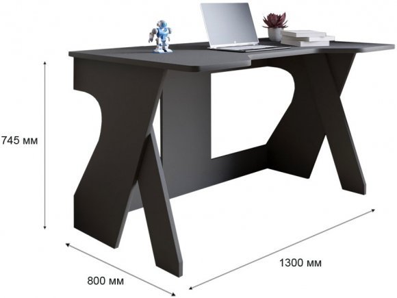 Стіл геймерський LION Крід для комп'ютера та ноутбука 130х80х74,5 Бетон Style (LION-041715)