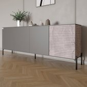 Комод у вітальню на чорних металевих ніжках LION Грей 204x38x76,5 см Антрацит/Камінь (LION-042606)