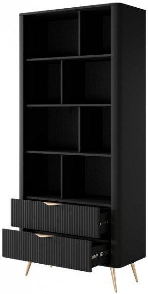 Стелаж Perfect Home Ланте / Lante 2S з 2 шухлядами і золотими ніжками Чорний (PFH-091189) Стелаж Perfect Home Ланте / Lante 2S з 2 шухлядами і золотими ніжками Чорний (PFH-091189)