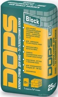 Клейова суміш для піно та газобетонних блоків DOPS Block ЗИМА-10 Клейова суміш для піно та газобетонних блоків DOPS Block ЗИМА-10