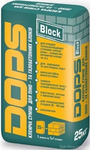 Клейова суміш для піно та газобетонних блоків DOPS Block ЗИМА-10