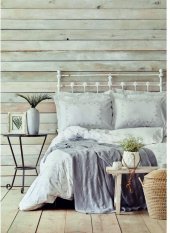 Набір постіль з пледом Fronda gri сірий євро 200х220 см