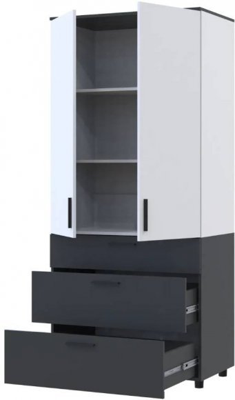 Шафа для одягу Doros Торн Антрацит/Білий 2 ДСП/3Ш (полиці) 90х51.6х200 (DRS-011992) Шафа для одягу Doros Торн Антрацит/Білий 2 ДСП/3Ш (полиці) 90х51.6х200 (DRS-011992)