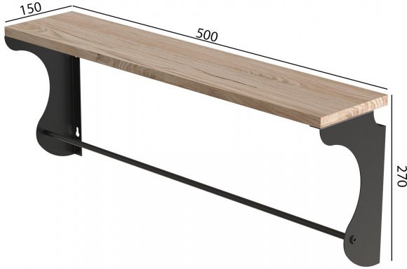 Полиця настінна Ferrum-decor Юзібі 270x500x150 метал Чорний ДСП Дуб Сан-Марино 16 мм (FRD-102654)