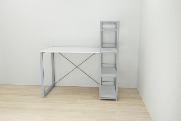 Письмовий стіл Ferrum-decor Серії Конект з етажеркою 75x120x600 сірий ДСП Біле 16мм (FRD-104230)