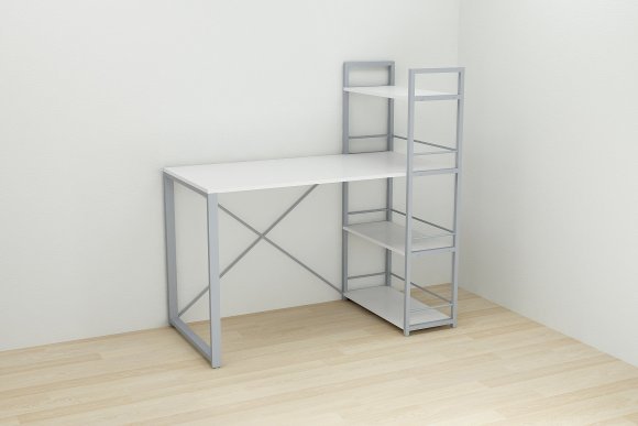 Письмовий стіл Ferrum-decor Серії Конект з етажеркою 75x120x600 сірий ДСП Біле 16мм (FRD-104230)