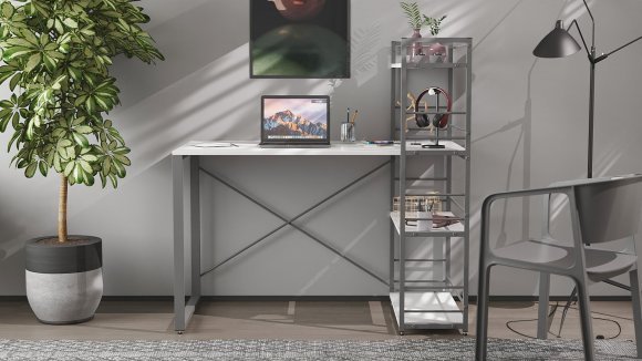 Письмовий стіл Ferrum-decor Серії Конект з етажеркою 75x120x600 сірий ДСП Біле 16мм (FRD-104230)