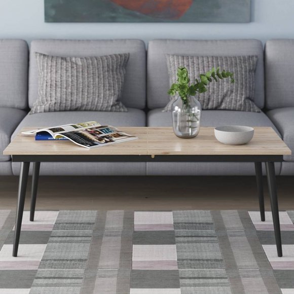 Стіл трансформер журнальний Dandi Small Ferrum-decor 45x120 160)x70 Чорний метал ДСП Дуб Сан-Марино 16 мм (FRD-106798) Стіл трансформер журнальний Dandi Small Ferrum-decor 45x120 160)x70 Чорний метал ДСП Дуб Сан-Марино 16 мм (FRD-106798)