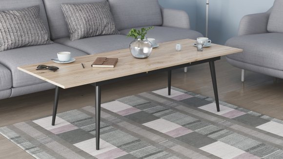 Стіл трансформер журнальний Dandi Small Ferrum-decor 45x120 160)x70 Чорний метал ДСП Дуб Сан-Марино 16 мм (FRD-106798) Стіл трансформер журнальний Dandi Small Ferrum-decor 45x120 160)x70 Чорний метал ДСП Дуб Сан-Марино 16 мм (FRD-106798)