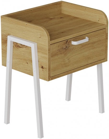 Тумба модульна Ferrum-decor Бетті 540x450x320 метал Білий ДСП Дуб Дуб Артизан 16 мм (FRD-102995)