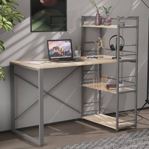 Письмовий стіл Ferrum-decor Серії Конект з етажеркою 75x120x60 сірий ДСП Дуб Сан-Марино 16мм (FRD-104231) Письмовий стіл Ferrum-decor Серії Конект з етажеркою 75x120x60 сірий ДСП Дуб Сан-Марино 16мм (FRD-104231)