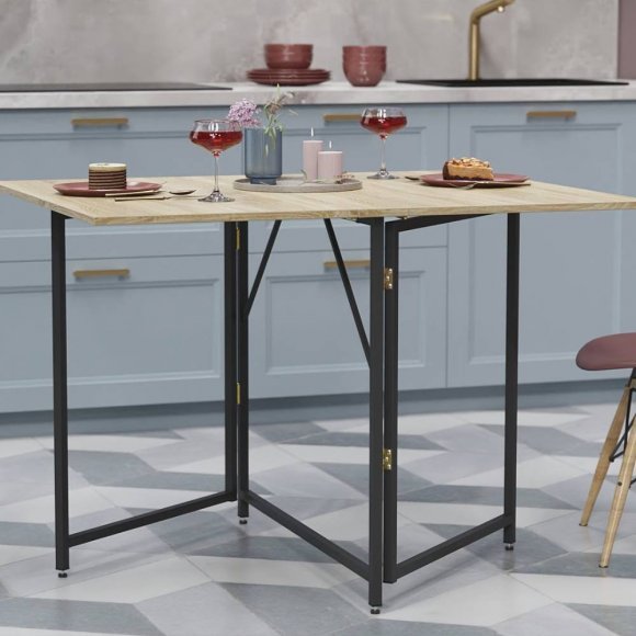 Стіл трансформер книжка Вуді Ferrum-decor 75x130x90 Чорний метал ДСП Дуб Сонома 16 мм (FRD-106746) Стіл трансформер книжка Вуді Ferrum-decor 75x130x90 Чорний метал ДСП Дуб Сонома 16 мм (FRD-106746)