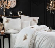 Постільна білизна сатин з мереживом Safir krem кремовий євро svt-2000022295291