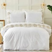 Постільна білизна ранфорс Melissa gold золотий с гипюром євро 200х220 см Постільна білизна ранфорс Melissa gold золотий с гипюром євро 200х220 см