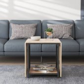 Стіл журнальний трансформер Куб Комбо Ferrum-decor 540x532x500 Чорний метал ДСП Дуб Сан-Марино 16 мм (FRD-105151)