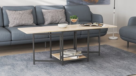 Стіл журнальний трансформер Куб Комбо Ferrum-decor 540x532x500 Чорний метал ДСП Дуб Сан-Марино 16 мм (FRD-105151)