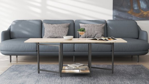 Стіл журнальний трансформер Куб Комбо Ferrum-decor 540x532x500 Чорний метал ДСП Дуб Сан-Марино 16 мм (FRD-105151)
