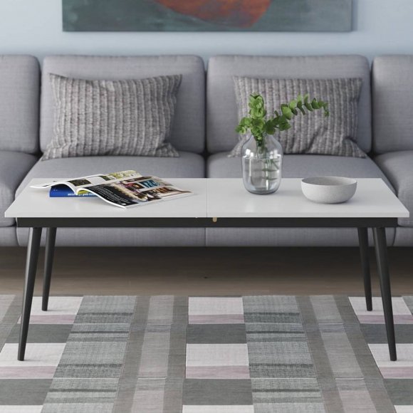 Стіл трансформер журнальний Dandi Small Ferrum-decor 45x120 160)x70 Чорний метал ДСП Білий 16 мм (FRD-106799) Стіл трансформер журнальний Dandi Small Ferrum-decor 45x120 160)x70 Чорний метал ДСП Білий 16 мм (FRD-106799)