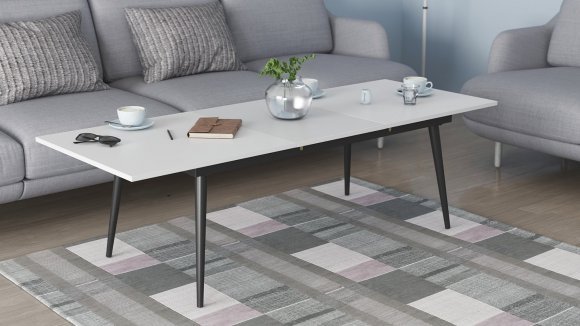 Стіл трансформер журнальний Dandi Small Ferrum-decor 45x120 160)x70 Чорний метал ДСП Білий 16 мм (FRD-106799) Стіл трансформер журнальний Dandi Small Ferrum-decor 45x120 160)x70 Чорний метал ДСП Білий 16 мм (FRD-106799)