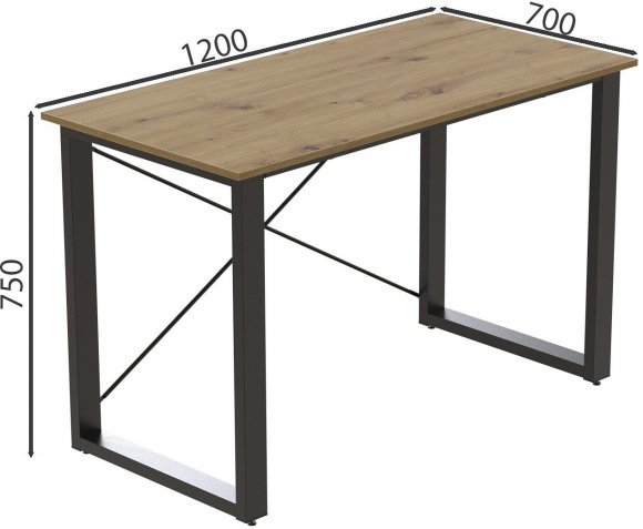 Письмовий стіл Ferrum-decor Драйв 750x1200x700 Чорний метал ДСП Дуб Артизан 16 мм (FRD-103176)