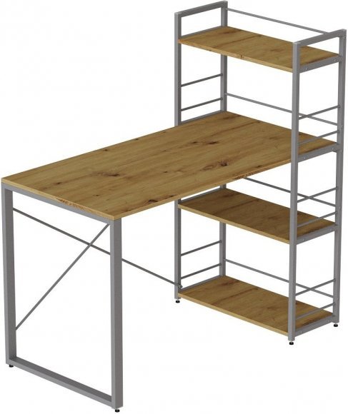 Письмовий стіл Ferrum-decor Серії Конект з етажеркою 75x120x60 сірий ДСП Дуб Артизан 16мм (FRD-104232) Письмовий стіл Ferrum-decor Серії Конект з етажеркою 75x120x60 сірий ДСП Дуб Артизан 16мм (FRD-104232)