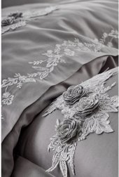 Постільна білизна сатин з мереживом Safir antrasit антрацит євро svt-2000022295307