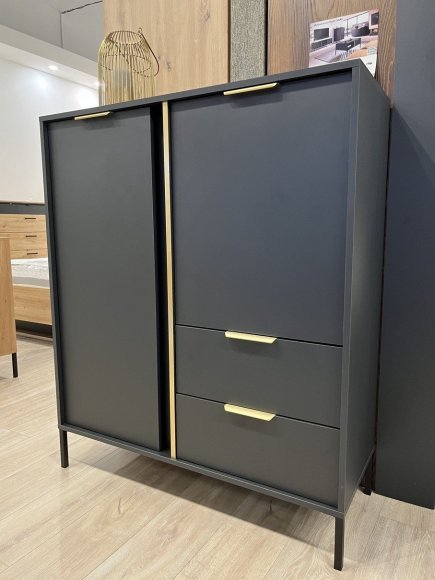 Комод високий Perfect Home Ларс / Lars 2-дверний з 2 шухлядами 2D2S/104 Антрацит (PFH-091020) Комод високий Perfect Home Ларс / Lars 2-дверний з 2 шухлядами 2D2S/104 Антрацит (PFH-091020)