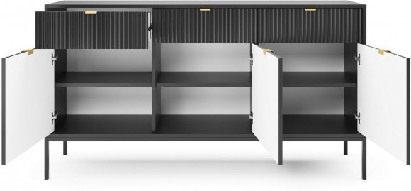 Комод Perfect Home Нова / Nova 3-дверний з 3 шухлядами і чорними ніжками KSZ154 Чорний (PFH-091246)