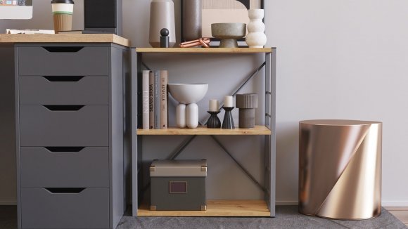 Етажерка 3/60 Ferrum-decor Серії Конект 73x60x28 сірий ДСП Дуб Артизан 16мм (FRD-104268)