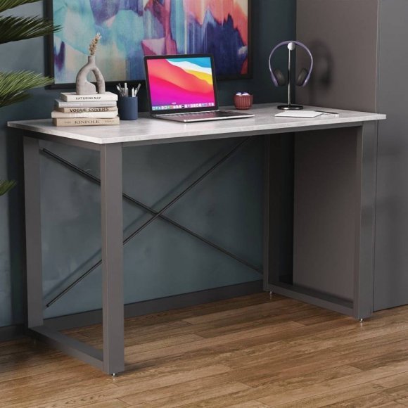 Письмовий стіл Ferrum-decor Драйв 750x1200x700 Чорний метал ДСП Бетон 16 мм (FRD-103177)