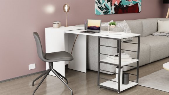 Стіл-тумба трансформер Смарт 2/1 Ferrum-decor 750x1450x500 Чорний метал ДСП Біле 16 мм (FRD-105095) Стіл-тумба трансформер Смарт 2/1 Ferrum-decor 750x1450x500 Чорний метал ДСП Біле 16 мм (FRD-105095)
