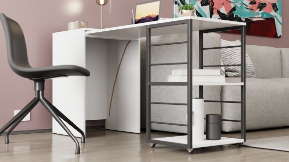 Стіл-тумба трансформер Смарт 2/1 Ferrum-decor 750x1450x500 Чорний метал ДСП Біле 16 мм (FRD-105095) Стіл-тумба трансформер Смарт 2/1 Ferrum-decor 750x1450x500 Чорний метал ДСП Біле 16 мм (FRD-105095)