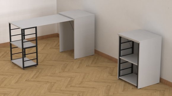 Стіл-тумба трансформер Смарт 2/1 Ferrum-decor 750x1450x500 Чорний метал ДСП Біле 16 мм (FRD-105095) Стіл-тумба трансформер Смарт 2/1 Ferrum-decor 750x1450x500 Чорний метал ДСП Біле 16 мм (FRD-105095)