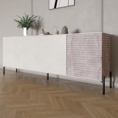 Комод у вітальню на чорних металевих ніжках LION Грей 204x38x76,5 см Бетон Style/Камінь (LION-042615)