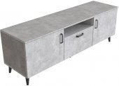 Тумба Лестер на конусних ніжках Ferrum-decor 48x139x38 Чорний метал ДСП Бетон 16 мм (FRD-106801)