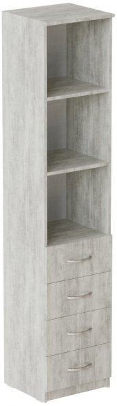 Пенал Анжело Ferrum-decor на 3 полиці з 4 шухлядами 1900x400x380 ДСП Бетон 16 мм (FRD-104929)