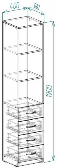 Пенал Анжело Ferrum-decor на 3 полиці з 4 шухлядами 1900x400x380 ДСП Бетон 16 мм (FRD-104929) Пенал Анжело Ferrum-decor на 3 полиці з 4 шухлядами 1900x400x380 ДСП Бетон 16 мм (FRD-104929)