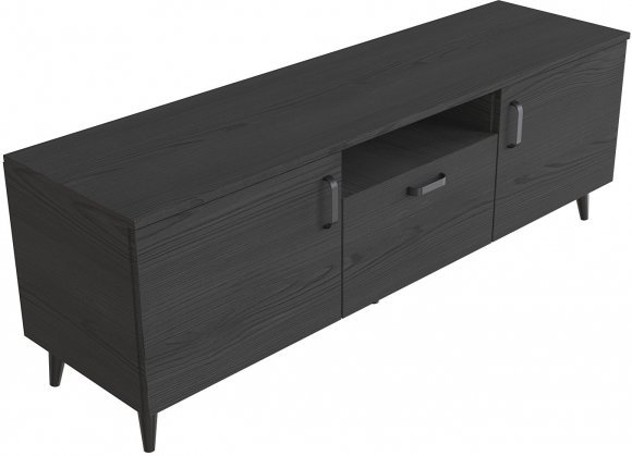 Тумба Лестер на конусних ніжках Ferrum-decor 48x139x38 Чорний метал ДСП Сосна Кембра 16 мм (FRD-106802)