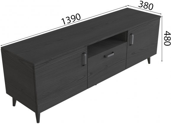 Тумба Лестер на конусних ніжках Ferrum-decor 48x139x38 Чорний метал ДСП Сосна Кембра 16 мм (FRD-106802)