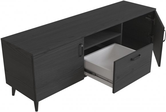 Тумба Лестер на конусних ніжках Ferrum-decor 48x139x38 Чорний метал ДСП Сосна Кембра 16 мм (FRD-106802)