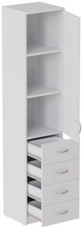 Пенал Анжело Ferrum-decor на 3 полиці з дверима та 4 ящиками 1900x400x380 ДСП Біле 16 мм (FRD-104930)