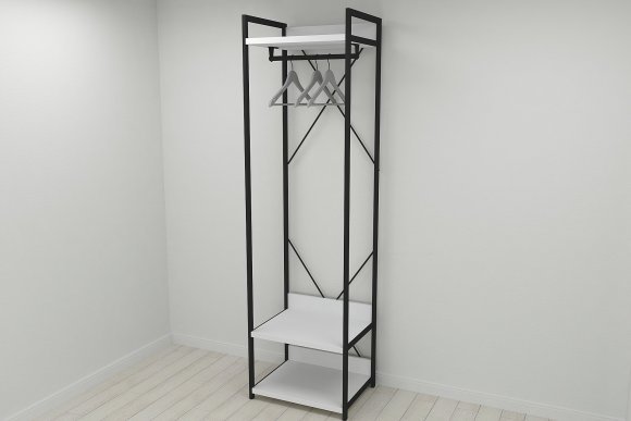 Шафа Гардероб Уні секція 1 серії Конект Ferrum-decor 220x60x50см Чорний метал ДСП Білий 32 мм (FRD-104499) Шафа Гардероб Уні секція 1 серії Конект Ferrum-decor 220x60x50см Чорний метал ДСП Білий 32 мм (FRD-104499)