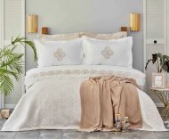 Набір постільний з покривалом + плед Privat Celine gold золотий євро (10) svt-2000022285698