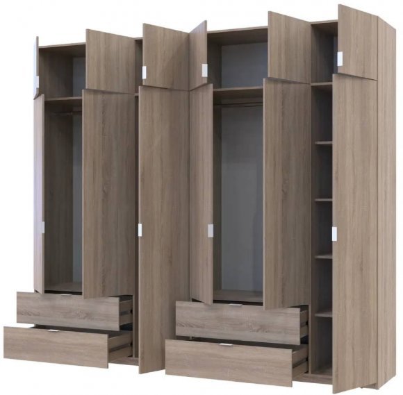 Шафа для одягу Doros Лукас Дуб сонома 3+3 ДСП 270х50х240 DRS-011705 (42005115) Шафа для одягу Doros Лукас Дуб сонома 3+3 ДСП 270х50х240 DRS-011705 (42005115)