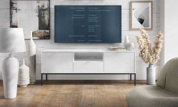 Тумба під телевізор Perfect Home Нова / Nova 2-дверна з 1 шухлядою і чорними ніжками RTV154 Білий (PFH-091225) Тумба під телевізор Perfect Home Нова / Nova 2-дверна з 1 шухлядою і чорними ніжками RTV154 Білий (PFH-091225)