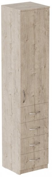 Пенал Анжело Ferrum-decor на 3 полиці з дверима та 4 ящиками 1900x400x380 ДСП Дуб Сан-Марино 16 мм (FRD-104931)