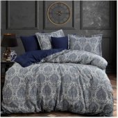 Постільна білизна сатин жакард Carolina lacivert синій євро svt-2000022295345