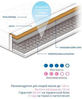 Матрац пружинний Чемпіон Cocos 1 90х190х19 см